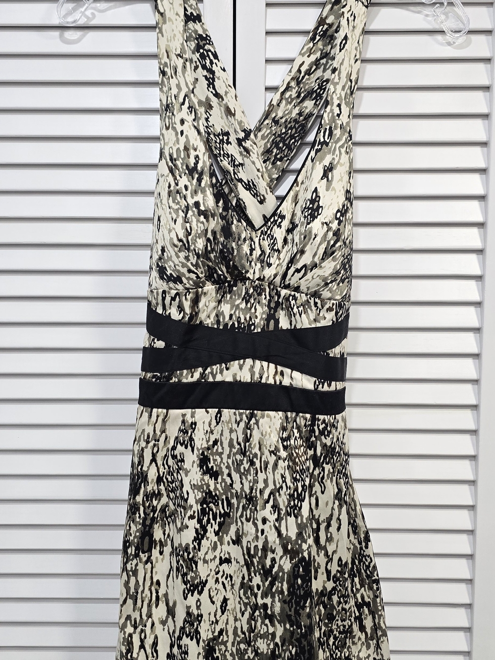 Windsor One-Shoulder Black and Cream Abstract Wrap Dress
